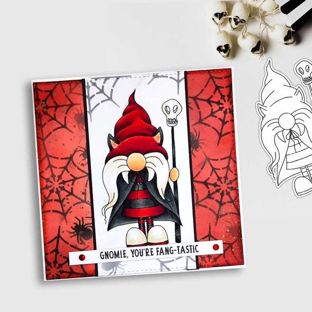 Fang-tastic Halloween Gnome digital stamp - (COLOUR) printable clipart  for cardmaking, craft, scrapbooking & stickers