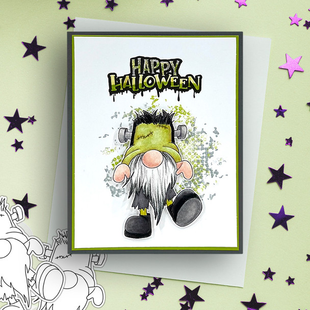 Frankenstein Monster Halloween Gnome digital stamp - (COLOUR) printable clipart  for cardmaking, craft, scrapbooking & stickers