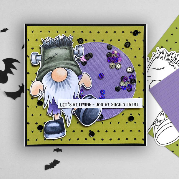 Frankenstein Monster Halloween Gnome digital stamp - (COLOUR) printable clipart  for cardmaking, craft, scrapbooking & stickers