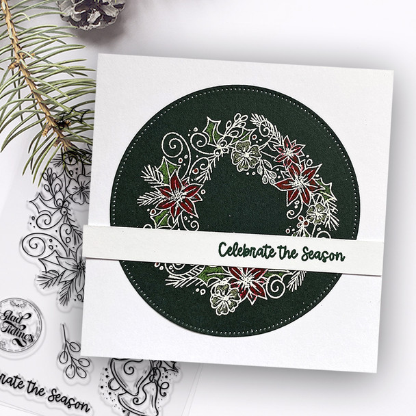 Glad Tidings Wreath - Christmas 3 x 4" clear photopolymer stamp set