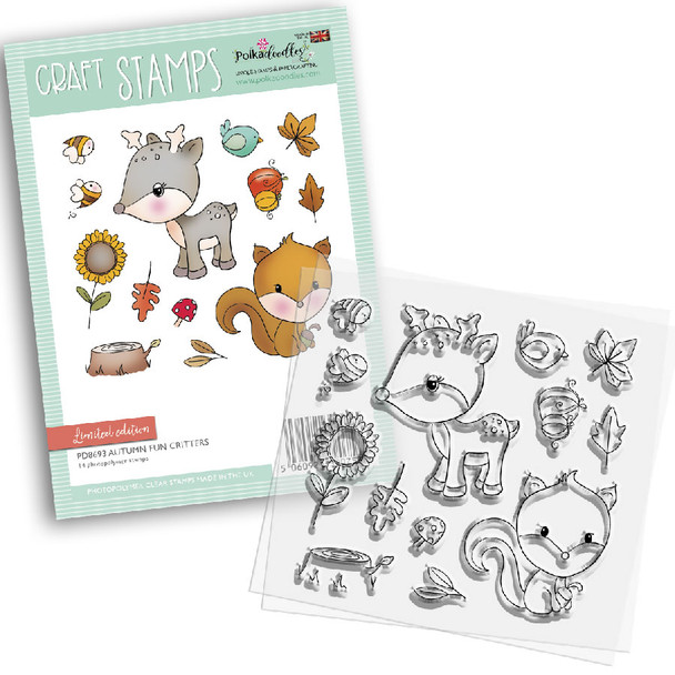 Autumn Fun Critters - 4 x 4" clear photopolymer stamp set