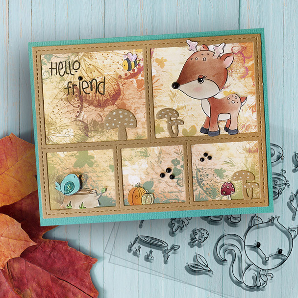 Autumn Fun Critters - 4 x 4" clear photopolymer stamp set