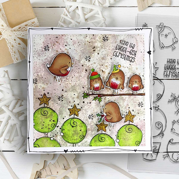 Tweetest Christmas Stamps - 3 x 6" photopolymer stamp set