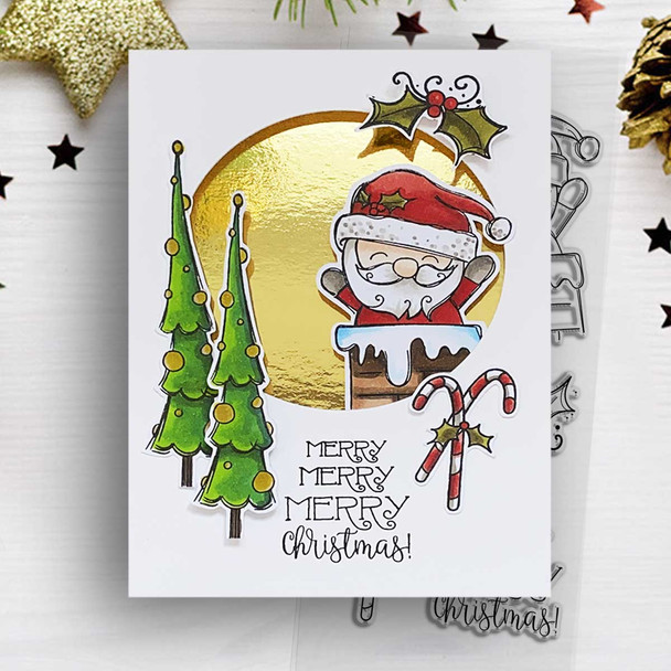 Merry Santa Stamps 3 x 6" photopolymer stamp set
