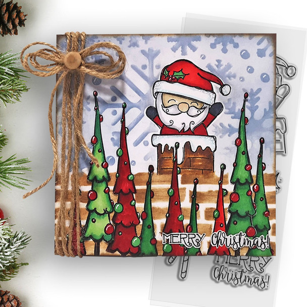 Merry Santa Christmas Holiday clear stamps 3 x 6"