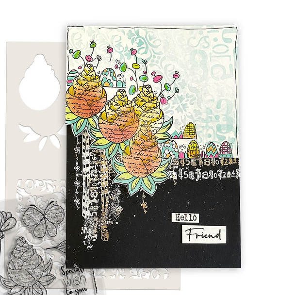 Hello - Funky Flowers Clear Stamp set