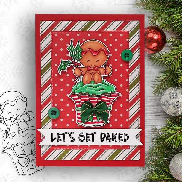 Cupcake - Gingerbread Holly digital stamp - (COLOUR) printable clipart  for cardmaking, craft, scrapbooking & stickers
