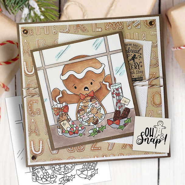Shop Window - Gingerbread Holly  digital stamp - printable clipart  for cardmaking, craft, scrapbooking & stickers
