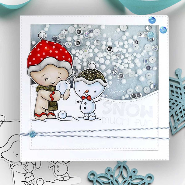 Snowman Fun - Gingerbread Holly digital stamp - (COLOUR) printable clipart  for cardmaking, craft, scrapbooking & stickers