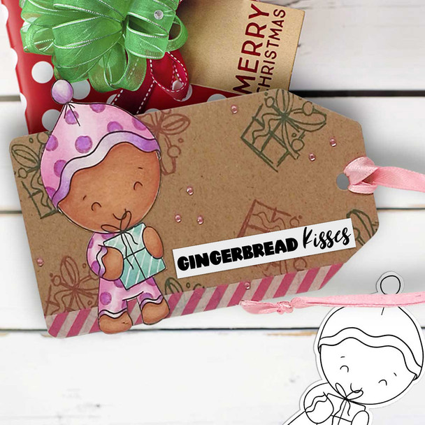 Gift Wrapping - Gingerbread Holly  digital stamp - printable clipart  for cardmaking, craft, scrapbooking & stickers