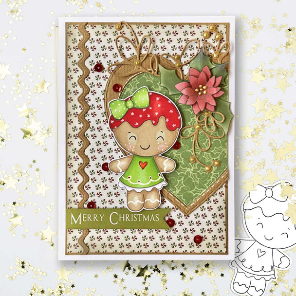 Christmas Cutie - Gingerbread Holly  digital stamp - printable clipart  for cardmaking, craft, scrapbooking & stickers