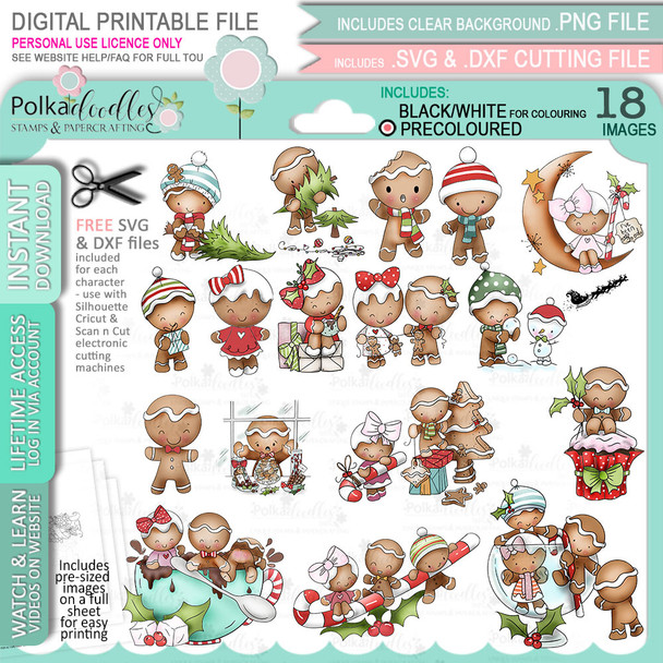 Gingerbread Holly Big Kahuna bundle - printable clipart  for cardmaking, craft, scrapbooking & stickers