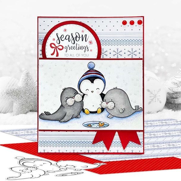 Seal Fun Theo Penguin digital stamp - (COLOUR) printable clipart  for cardmaking, craft, scrapbooking & stickers