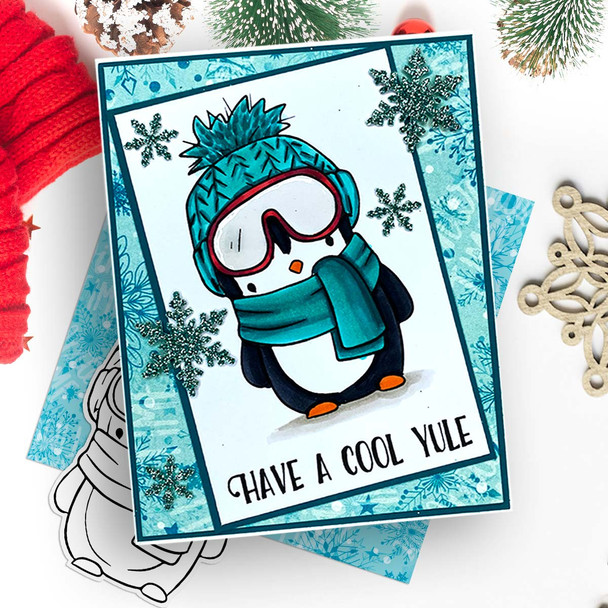 Wrapped Up Theo Penguin digital stamp - printable clipart  for cardmaking, craft, scrapbooking & stickers