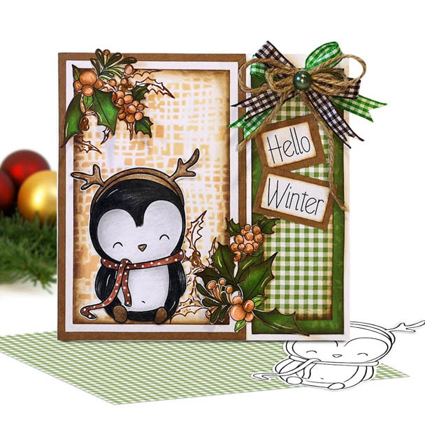 Theo Penguin - BIG KAHUNA bundle of digital stamps, papers, greetings printable clipart  for cardmaking, craft, scrapbooking & stickers