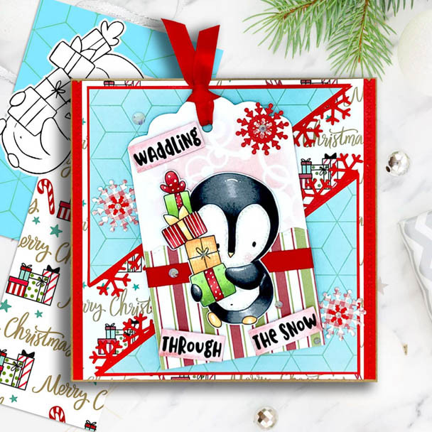 Theo Penguin - BIG KAHUNA bundle of digital stamps, papers, greetings printable clipart  for cardmaking, craft, scrapbooking & stickers
