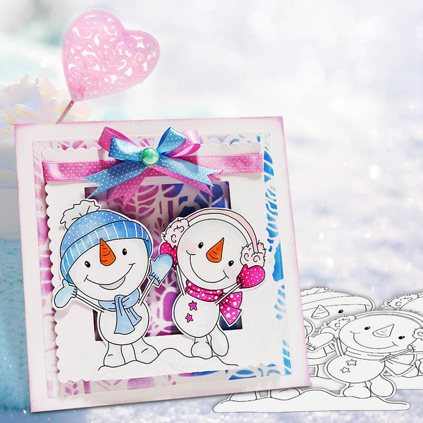 Frosty Greetings Snowman - Christmas 3 x 4" clear photopolymer stamp set