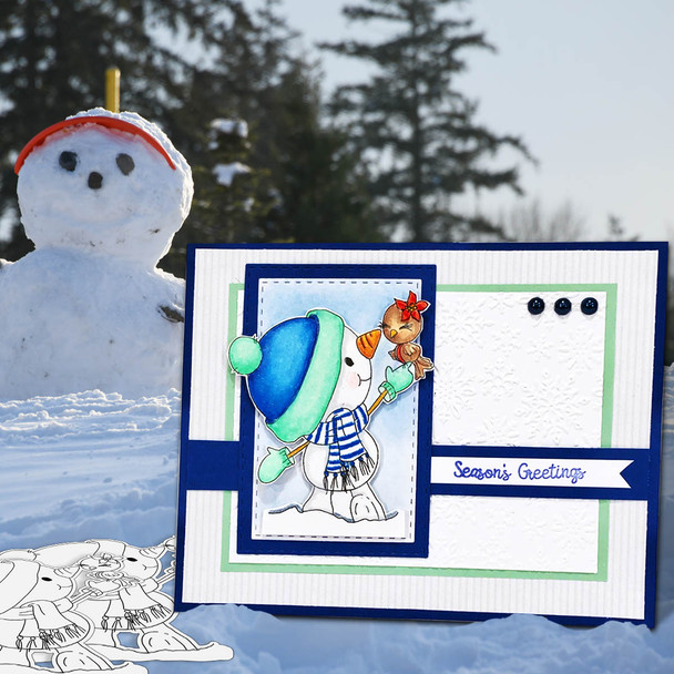 New Friends Frosty Smiles Snowman - Christmas 3 x 4" clear photopolymer stamp set