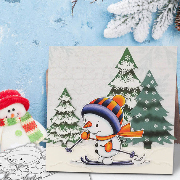 Ski Time Frosty Smiles Snowman - Christmas 3 x 4" clear photopolymer stamp set