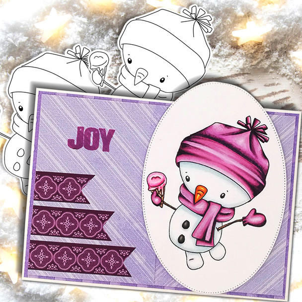 Ice Cream Frosty Smiles Snowman - Christmas 3 x 4" clear photopolymer stamp set