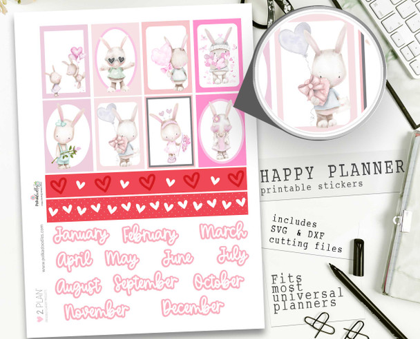 Valentine Love Printable Planner Stickers, Valentines Day Weekly Planner Kit Classic Happy Planner, Printable stickers, cardmaking & crafts