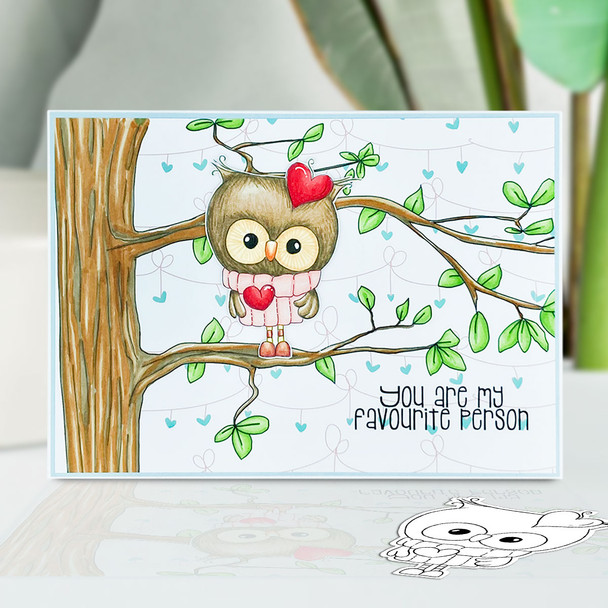 Love Bird Owl Heart Valentine - Wings of Love cute printable craft digital stamp download with free SVG /DXF files