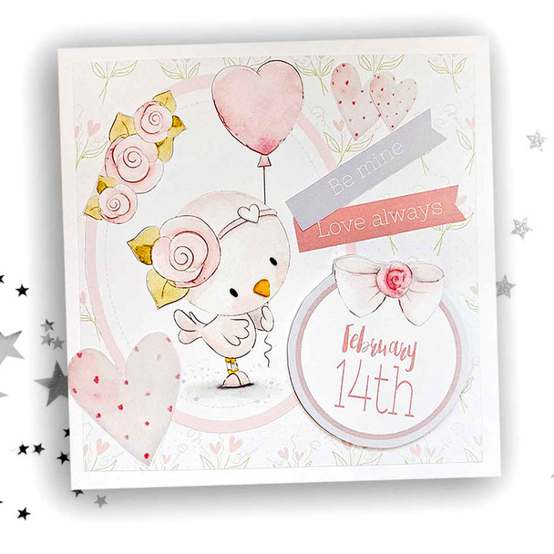 Love Bird Balloons (precoloured) Valentine - Wings of Love cute printable craft digital stamp download with free SVG /DXF files