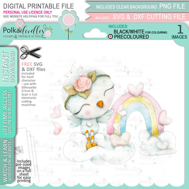 Love Birds Wings of Love cute printable (precoloured) craft digital stamp download bundle