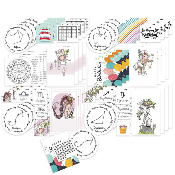 Zodiac Die Cut Topper and paper crafting kit - 24 sheets