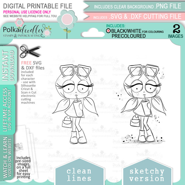 Milkshake Drink Rebel -  cute printable craft digital stamp craft download