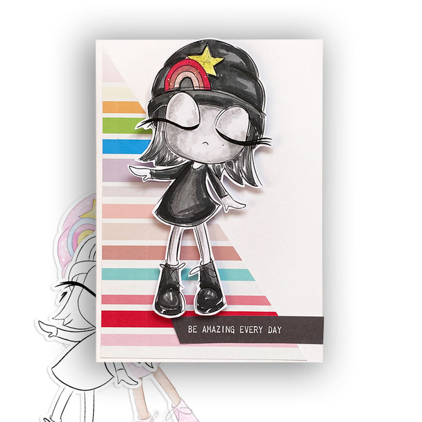 Rainbow Rebel -  cute printable craft digital stamp craft download