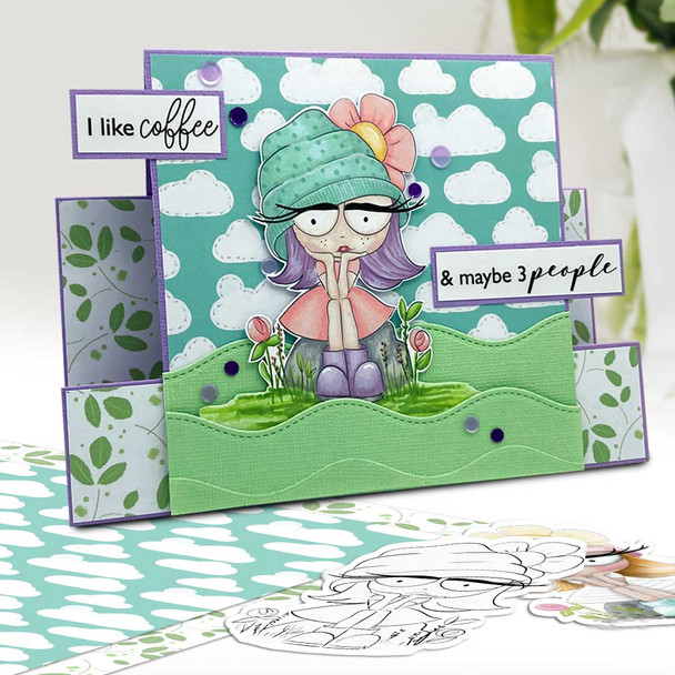 Thinking Rebel girl -  cute printable craft digital stamp craft download