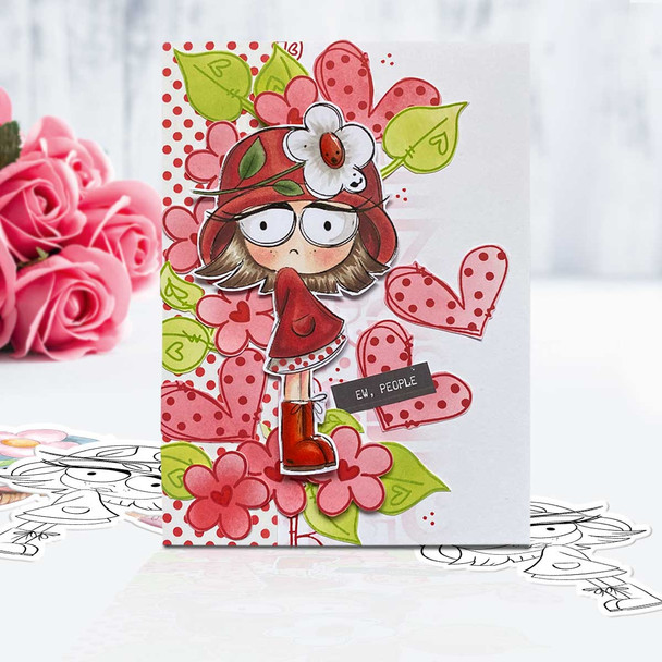 Rebel Rebel cute girl (precoloured clipart) -  cute printable craft digital stamp craft download