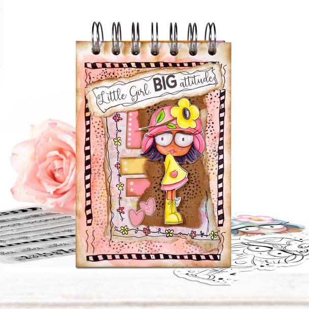 Rebel Rebel  girl -  cute printable craft digital stamp craft download