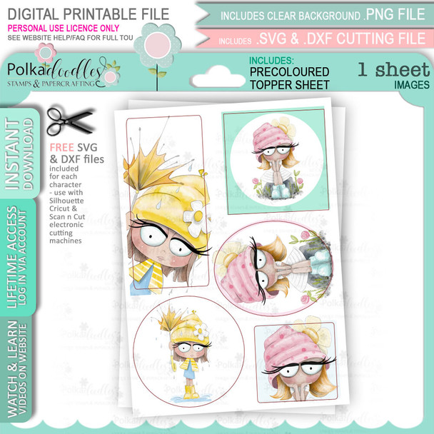 Rebel Topper sheet 8 -  cute printable craft digital stamp craft download