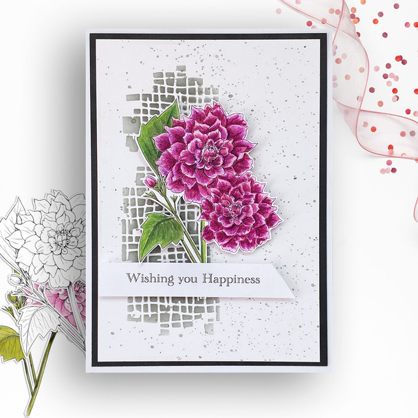 Dahlia Flower 1 -  printable craft digital stamp download, SVG, papers, greeting