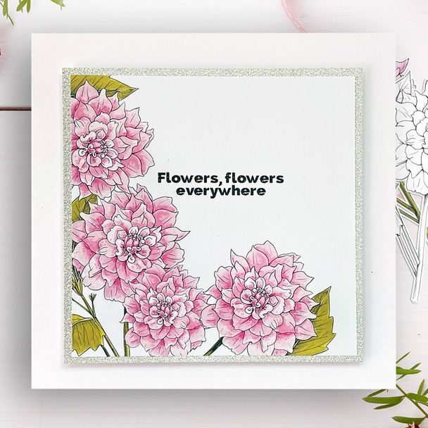 Dahlia Flower 2 -  printable craft digital stamp download, SVG, papers, greeting