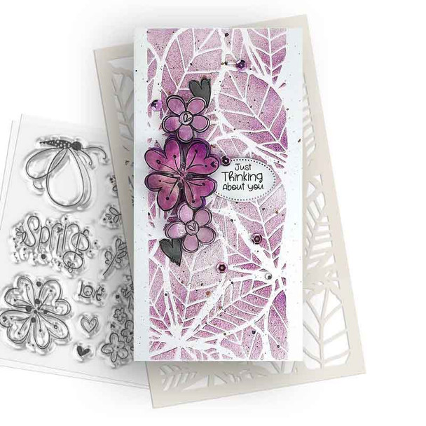 Hearts and Flowers Butterfly Stamp 2 - 10 photopolymer clear stamps for card making, crafts, scrapbooking