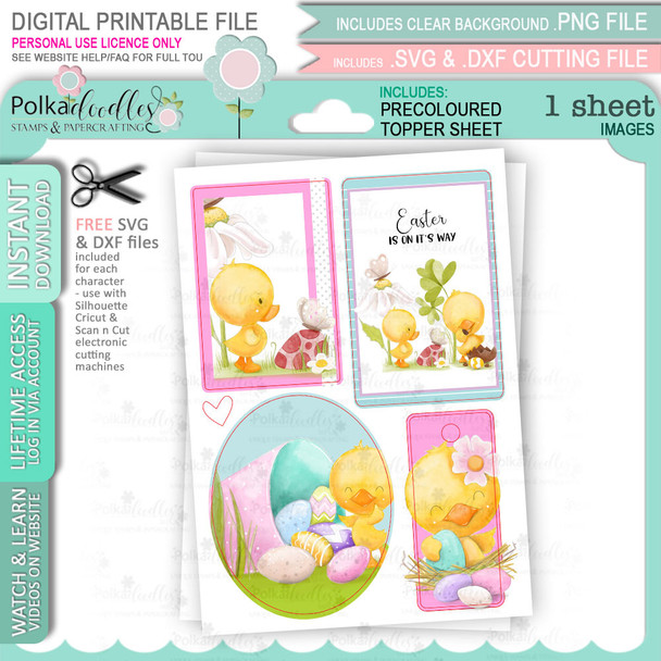 Spring into Easter Topper sheet 6 -  cute printable craft digital stamp craft download