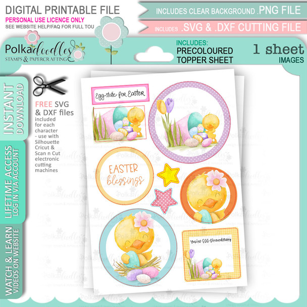 Spring into Easter Topper sheet 2 -  cute printable craft digital stamp craft download