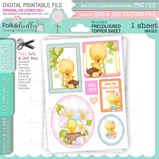 Spring into Easter Topper sheet 1 -  cute printable craft digital stamp craft download