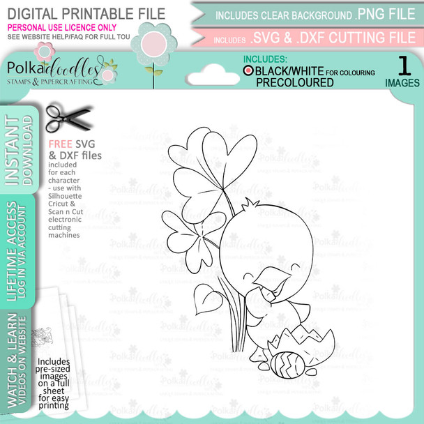Chocolate Time Chick Spring into Easter cute printable craft digital stamp download
