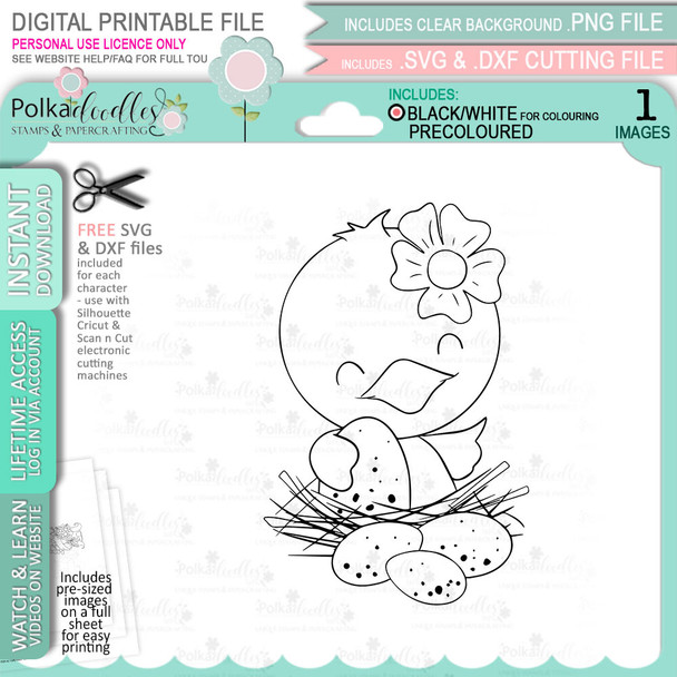 Spring into Easter cute printable craft digital stamp bundle