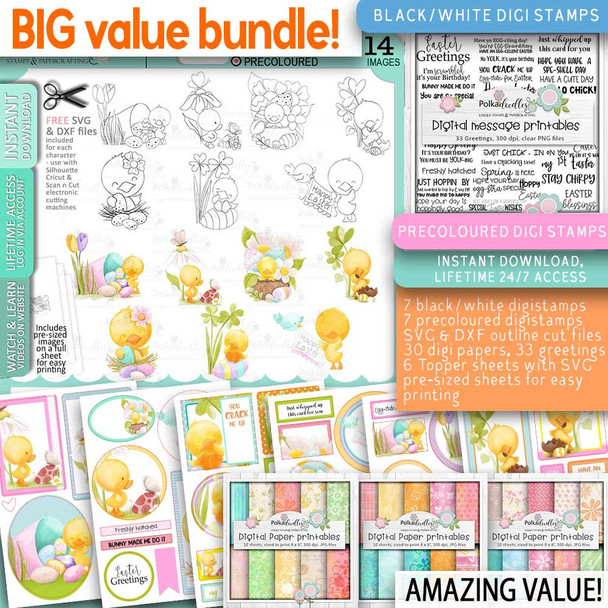 Spring into Easter BIG KAHUNA cute printable craft digital stamp USB