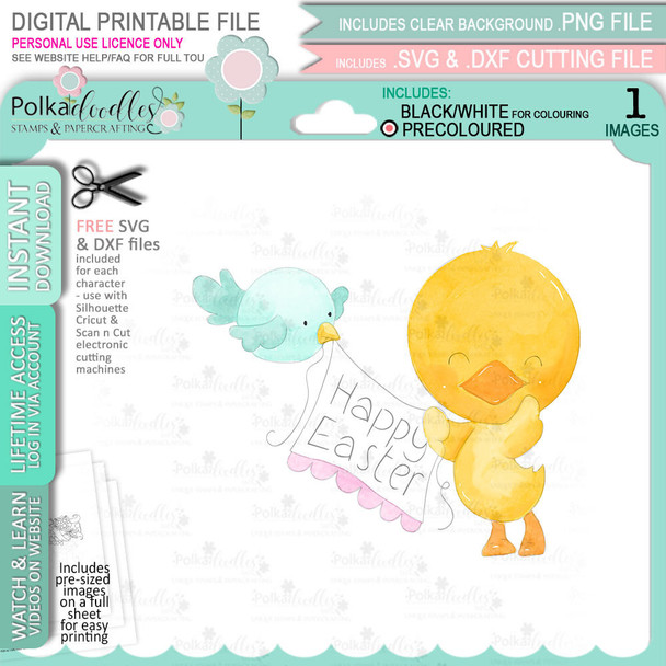 Spring into Easter cute printable craft digital stamp bundle
