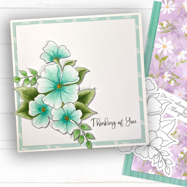 Lilac Haze watercoloured flowers -  printable craft digital stamp download, SVG, papers, greeting