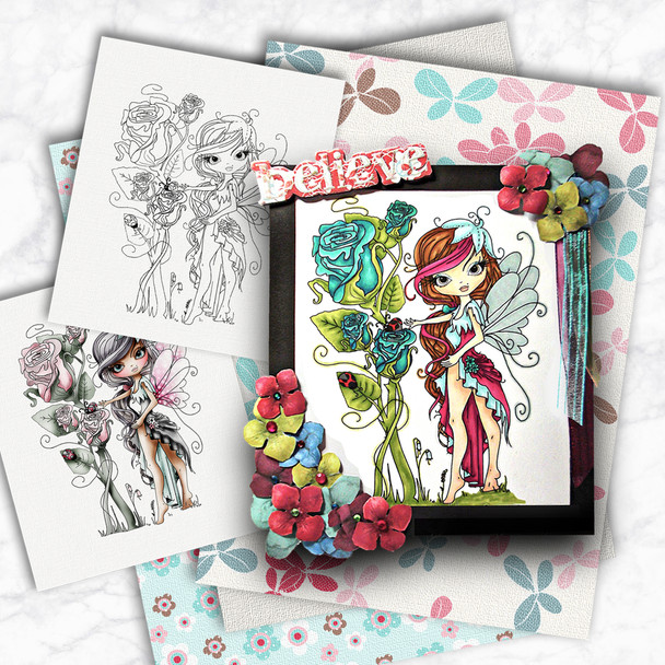 Octavia Moonfly Rose Garden Digital Stamp Craft Download