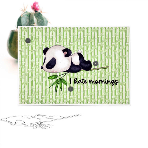 Lazy sleeping on a branch - Noodle Panda Bear Cute printable digital stamp with SVG outlines for card making, crafting, printable planner sticker.