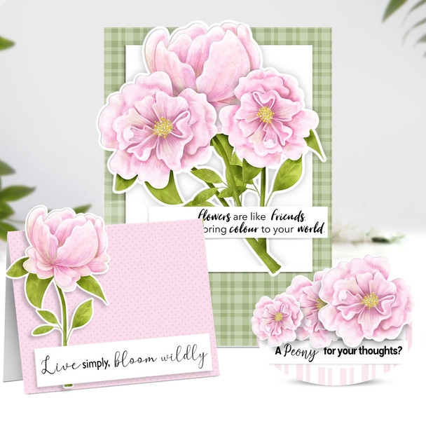 DLPD9345 Perfect Peony -  printable craft digital stamp download, SVG, papers, greeting