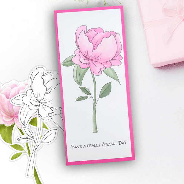 DLPD9345 Perfect Peony -  printable craft digital stamp download, SVG, papers, greeting